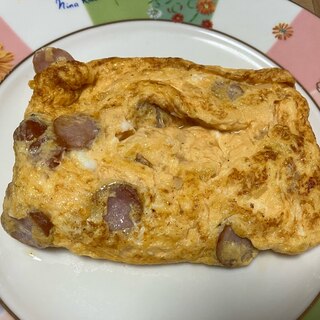 ウインナーと玉ねぎ入り卵焼き風オムレツ☆彡